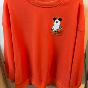 Orange Sweatshirt with Mickey Mouse Ghost Patch